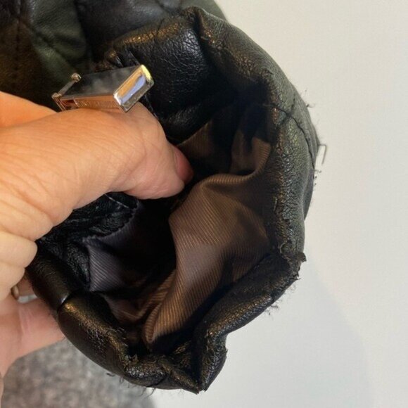 Vince Camuto Wool Blend Women's Jacket Size S Faux Leather Sleeve Mock Neck Gray - Picture 10 of 13